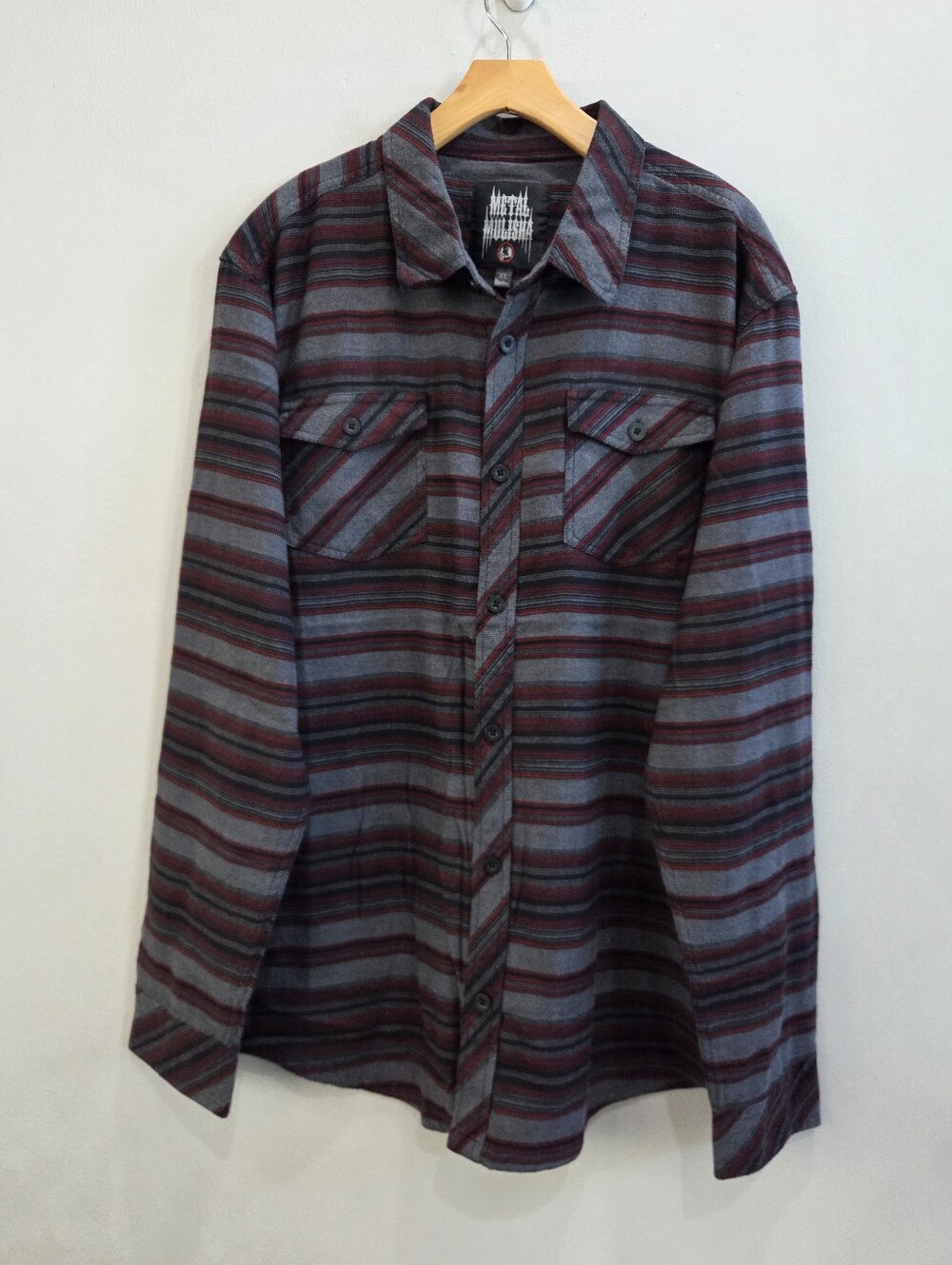 Metal Mulisha 2-Stroke Woven Long Sleeve Stripe Flannel Shirt Cotton Men's XL